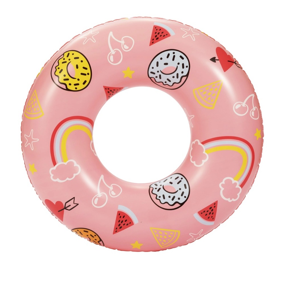 Pink Sweets Inflatable Swim Tube Pool Float, For Kids + Adults up to 175lbs